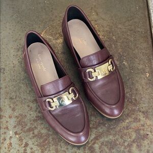 Kate Spade Ladies Kolby Maroon Loafers with Horsebit Buckle. Size 8.5 M